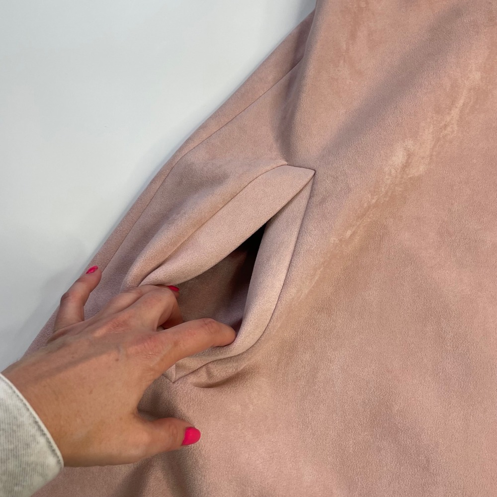 Ann Taylor Pink Faux Suede Snap Front Cape Jacket XS/S 583053 FA21 - Picture 7 of 14